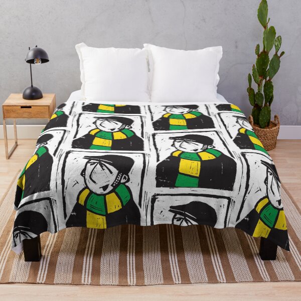 Item preview, Classic Football Fan Illustration | Retro Terrace Supporter | Green & Yellow Scarf - Lino designed and sold by GWARTGB.