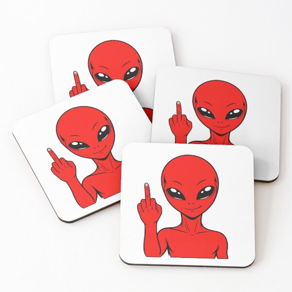 Aperçu de l'œuvre ZORGO Alien Doigt d'honneur – Autocollant humoristique sur l'attitude d'un extraterrestre de l'espace créée et vendue par The-Visitors.