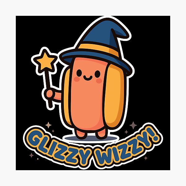 Item preview, "Glizzy Wizzy!" Hotdog Wizard Funny Kawaii Food Pun Magic Art designed and sold by CLUB SODA KID DESIGNS.