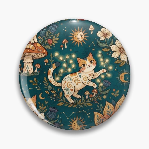 Item preview, Cute Floral Cat Pattern | Boho Folk Art Cats designed and sold by Iampoji.