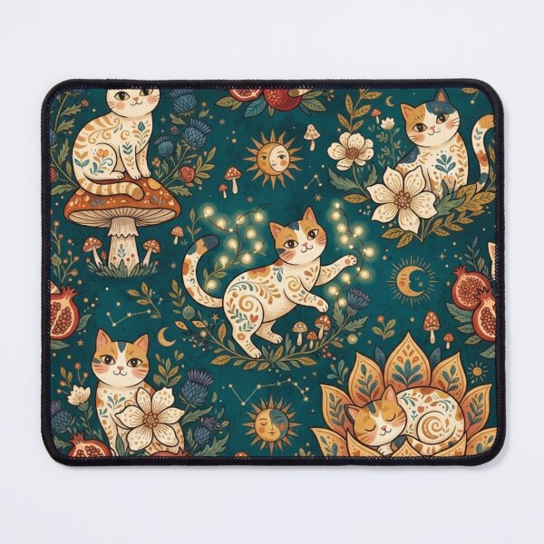 Item preview, Cute Floral Cat Pattern | Boho Folk Art Cats designed and sold by Iampoji.