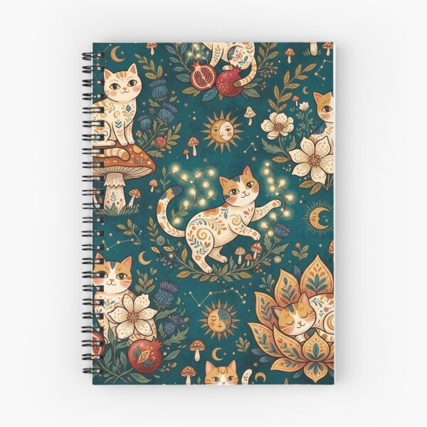 Item preview, Cute Floral Cat Pattern | Boho Folk Art Cats designed and sold by Iampoji.
