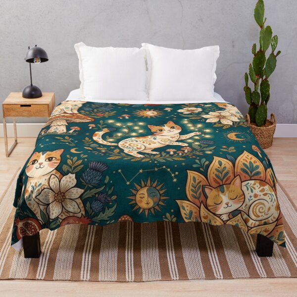 Item preview, Cute Floral Cat Pattern | Boho Folk Art Cats designed and sold by Iampoji.