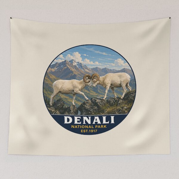 Item preview, Denali National Park Retro Mountain Wilderness designed and sold by Gideon Emmerich.