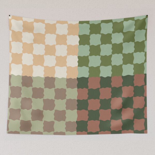 Item preview, Retro Sage Checkerboard Scallop Pattern | Cottagecore Geometric Decor designed and sold by nineFlorals.