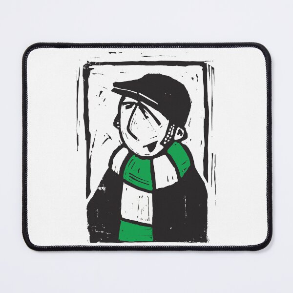 Item preview, Classic Football Fan Illustration | Retro Terrace Supporter | Green & White Scarf - Lino designed and sold by GWARTGB.
