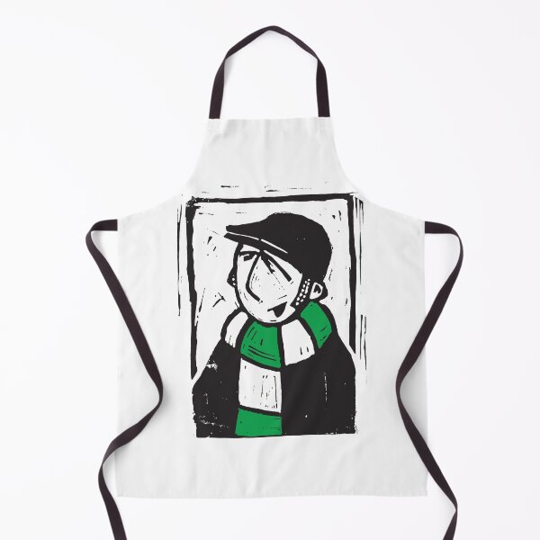 Item preview, Classic Football Fan Illustration | Retro Terrace Supporter | Green & White Scarf - Lino designed and sold by GWARTGB.