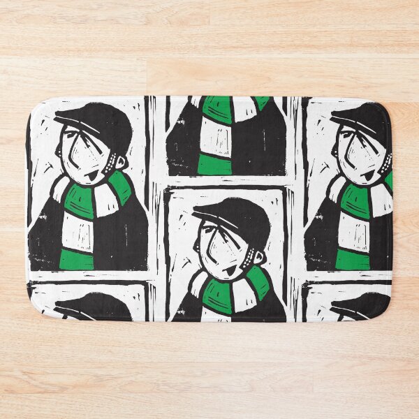 Item preview, Classic Football Fan Illustration | Retro Terrace Supporter | Green & White Scarf - Lino designed and sold by GWARTGB.