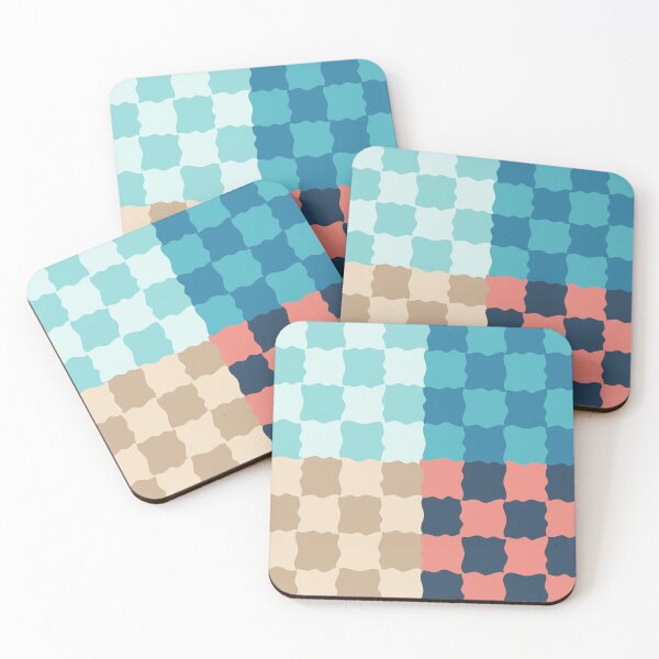Item preview, Coastal Checkerboard Scallop Pattern | Ocean Retro Geometric Design designed and sold by nineFlorals.
