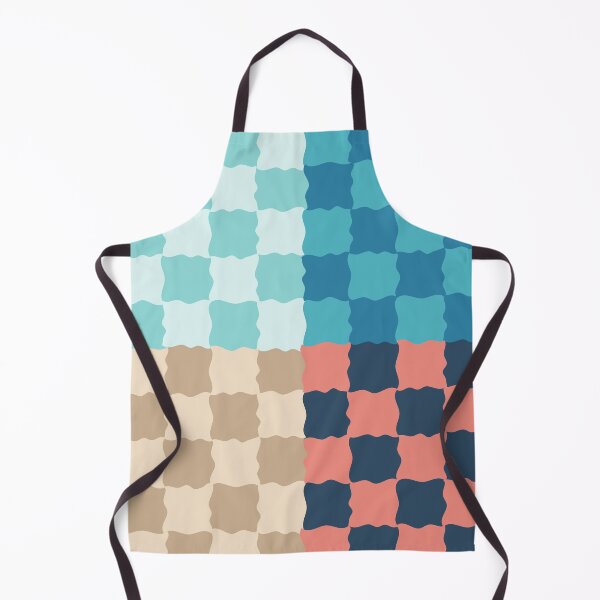Item preview, Coastal Checkerboard Scallop Pattern | Ocean Retro Geometric Design designed and sold by nineFlorals.