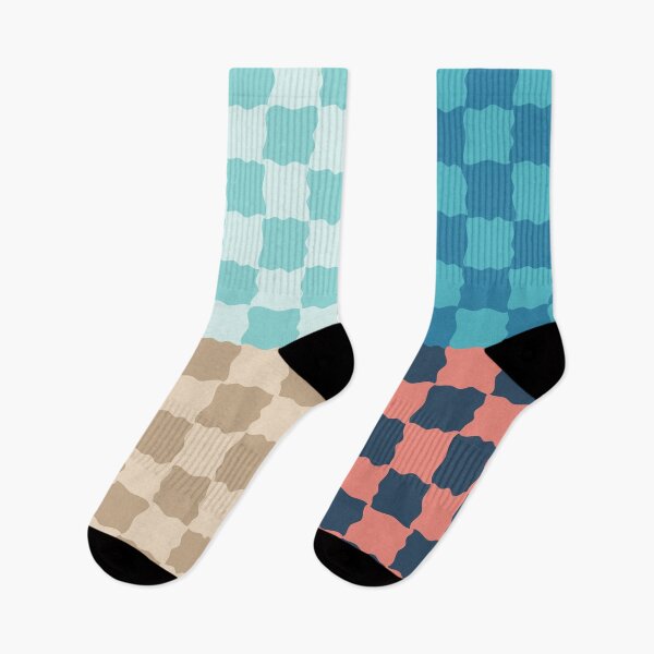 Item preview, Coastal Checkerboard Scallop Pattern | Ocean Retro Geometric Design designed and sold by nineFlorals.