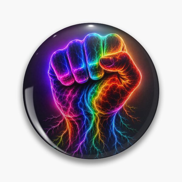 Item preview, Rainbow Lightning Fist — Neon Electric Power Art designed and sold by Aureva Arts Shop.