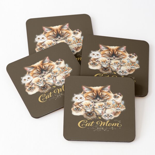 Item preview, Cute Cat Mom and Fluffy Kittens Family Pile designed and sold by hoodiehood.
