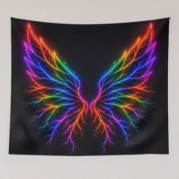 Item preview, Rainbow Neon Butterfly Wings Glowing Fractal Art designed and sold by Aureva Arts Shop.