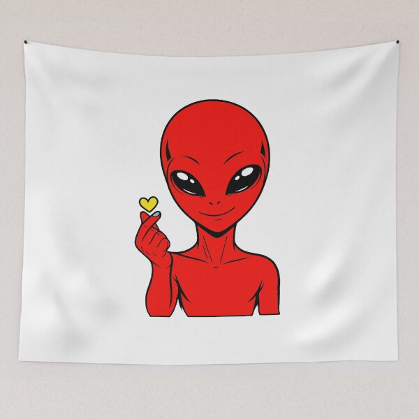 Item preview, ZORGO Alien Finger Heart – Cute Space Alien Love Gesture Sticker designed and sold by The-Visitors.