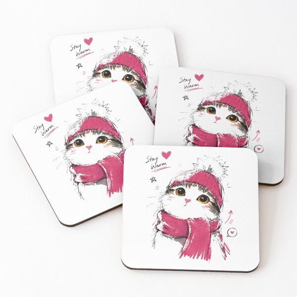 Item preview, Stay Warm Cute Cat with Winter Beanie & Scarf – Hand-Drawn Art designed and sold by RamyGallery.