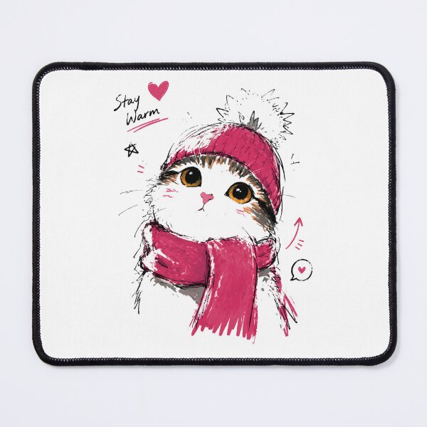 Item preview, Stay Warm Cute Cat with Winter Beanie & Scarf – Hand-Drawn Art designed and sold by RamyGallery.