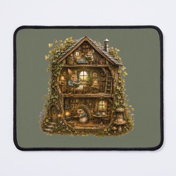 Item preview, Woodland Animal Cottage Watercolor – Storybook Cross Section Fairy House Illustration designed and sold by MagicMakerPh.