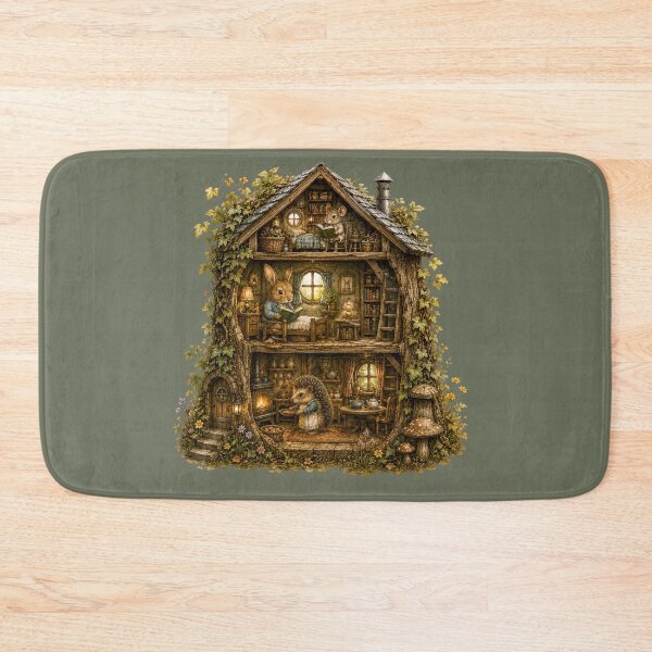 Item preview, Woodland Animal Cottage Watercolor – Storybook Cross Section Fairy House Illustration designed and sold by MagicMakerPh.