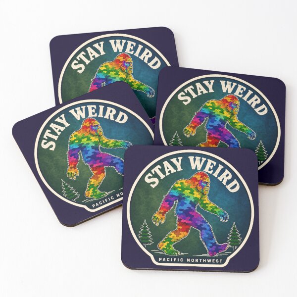 Item preview,  Stay Weird Rainbow Bigfoot Badge designed and sold by Swanny's Custom T-shirt and Gift Designs.