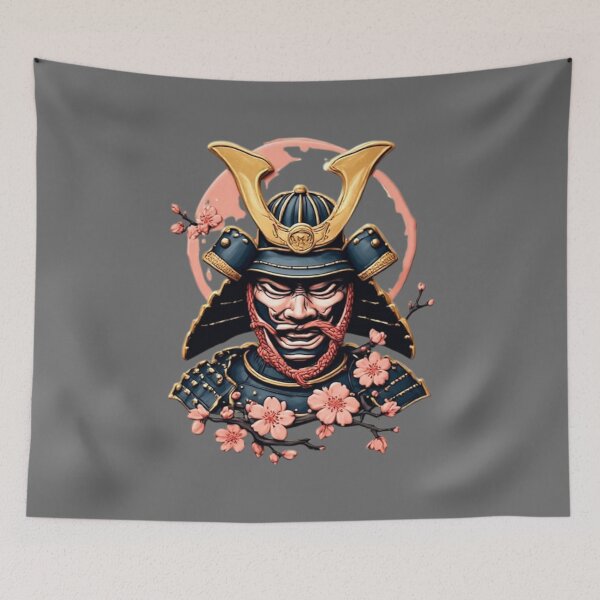 Item preview, Samurai with Cherry Blossom | Elegant Japanese Icon 01 designed and sold by Shift-Bloom.