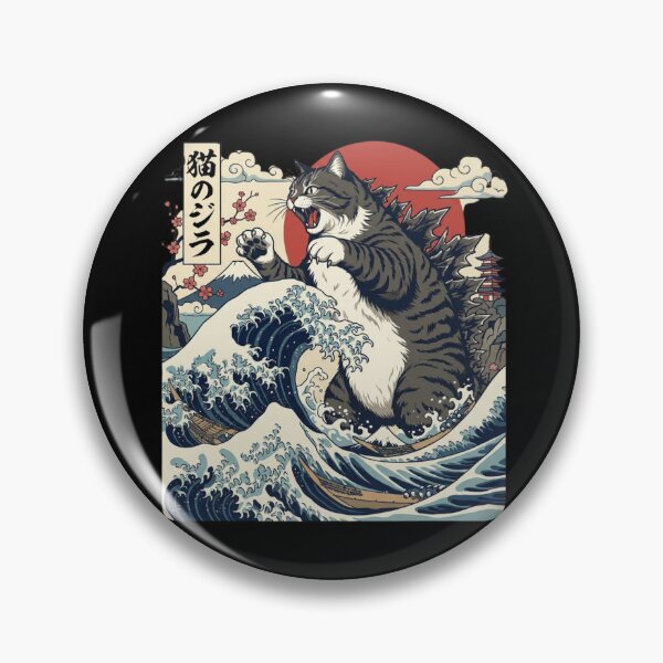 Item preview, Giant Monster Cat Japanese Wave Ukiyo-e Art designed and sold by SiarheiYur.