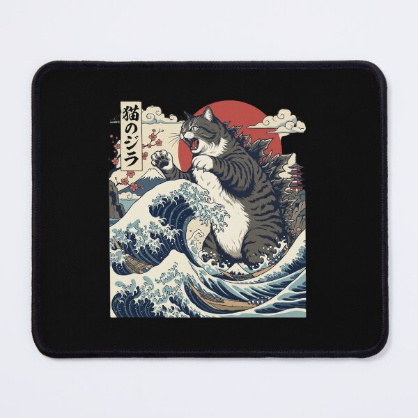 Item preview, Giant Monster Cat Japanese Wave Ukiyo-e Art designed and sold by SiarheiYur.