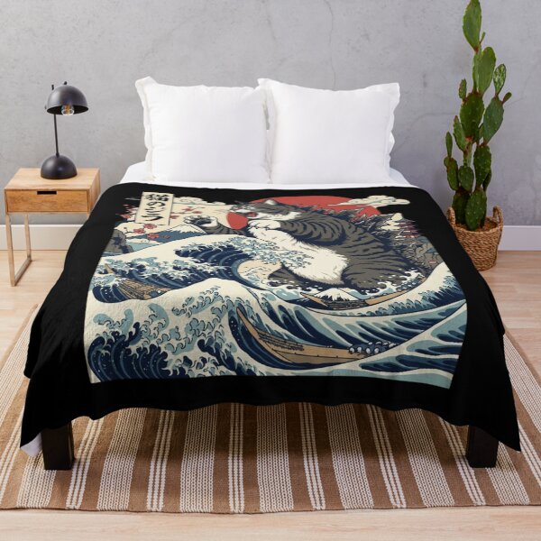 Item preview, Giant Monster Cat Japanese Wave Ukiyo-e Art designed and sold by SiarheiYur.