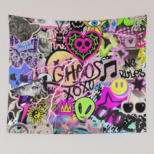 Item preview, Y2K Chaos Stickerbomb Retro Vaporwave Aesthetic Collage designed and sold by Side By Side Studio.