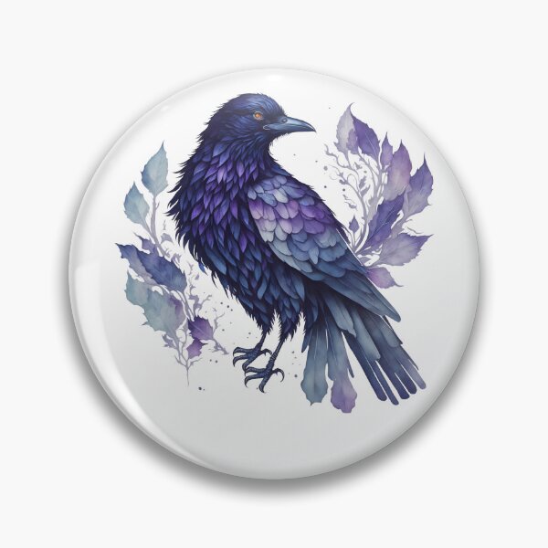 Item preview, Watercolor Raven with Purple Leaves designed and sold by NightSpell.