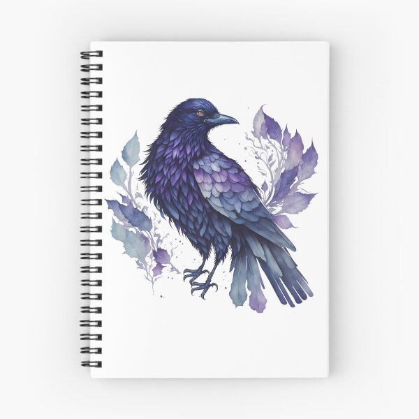 Item preview, Watercolor Raven with Purple Leaves designed and sold by NightSpell.