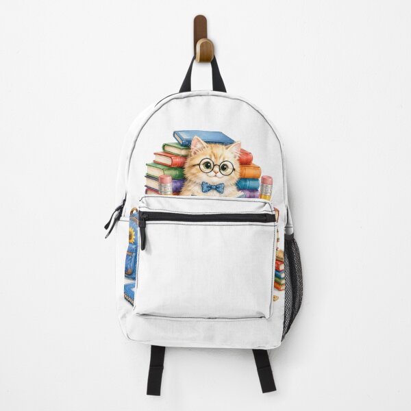 Item preview, Cat Reader in Glasses on a Book Chair Made of Books and Pencils designed and sold by OksArtStudio.
