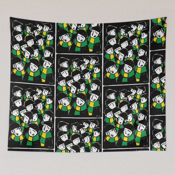 Item preview, Copy of Classic Football Fans Illustration | Retro Terrace Supporters| Green & Yellow - Footy Crowd designed and sold by GWARTGB.