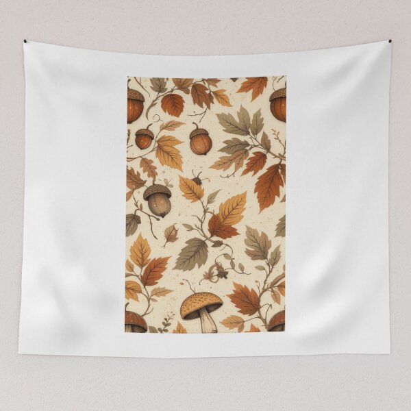 Item preview, Woodland Autumn Acorn Mushroom Pattern designed and sold by NNCollection.