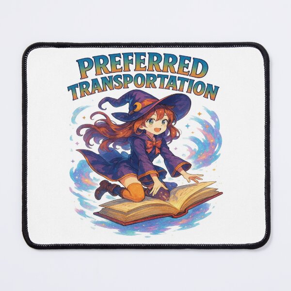 Item preview, Preferred Transportation | Cute Fantasy Witch Flying Book Design designed and sold by BookedAndDesign.