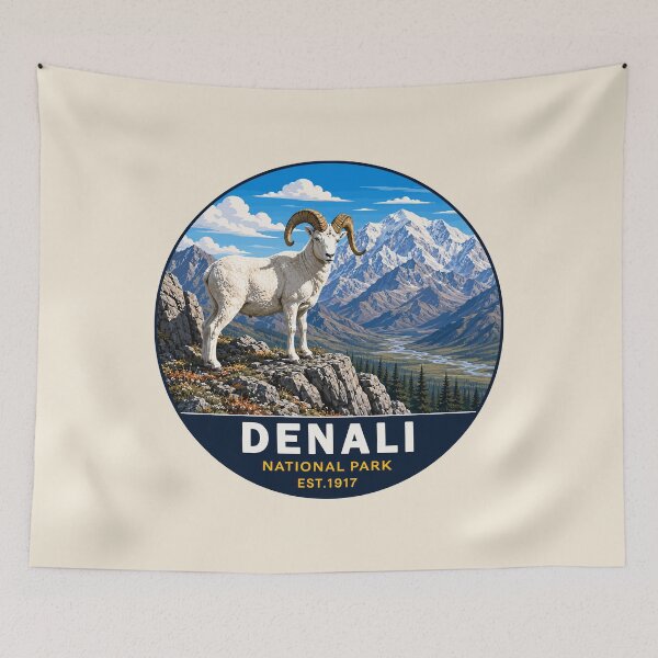 Item preview, Denali National Park Retro Mountain Wilderness designed and sold by Gideon Emmerich.