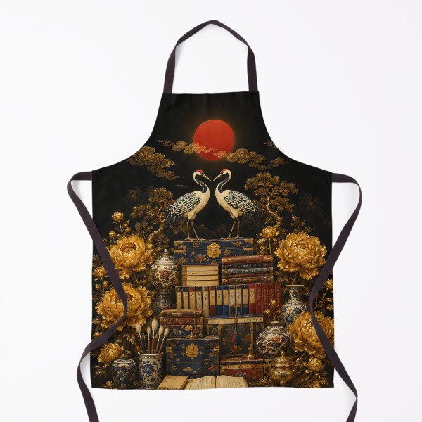 Item preview, Korean Art Royal Chaeckgeori - Twin Cranes, Golden Peony & Red Sun Wall Art designed and sold by K-Tradition.