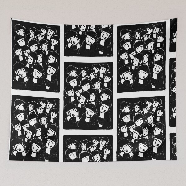 Item preview, Classic Football Fans Illustration | Retro Terrace Supporters| Black & White - Footy Crowd designed and sold by GWARTGB.