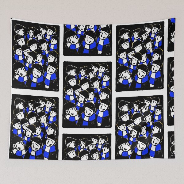 Item preview, Classic Football Fans Illustration | Retro Terrace Supporters| Blue & White - Footy Crowd designed and sold by GWARTGB.