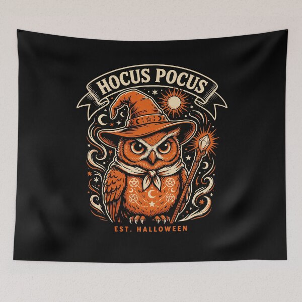 Item preview, Hocus Pocus Owl Wizard Est Halloween Magic Witchcraft Spooky Night designed and sold by yoddel.