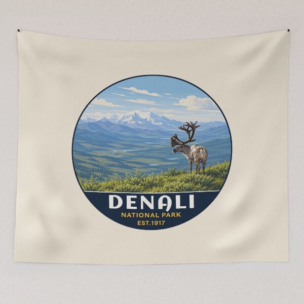 Item preview, Denali National Park Retro Mountain Wilderness designed and sold by Gideon Emmerich.