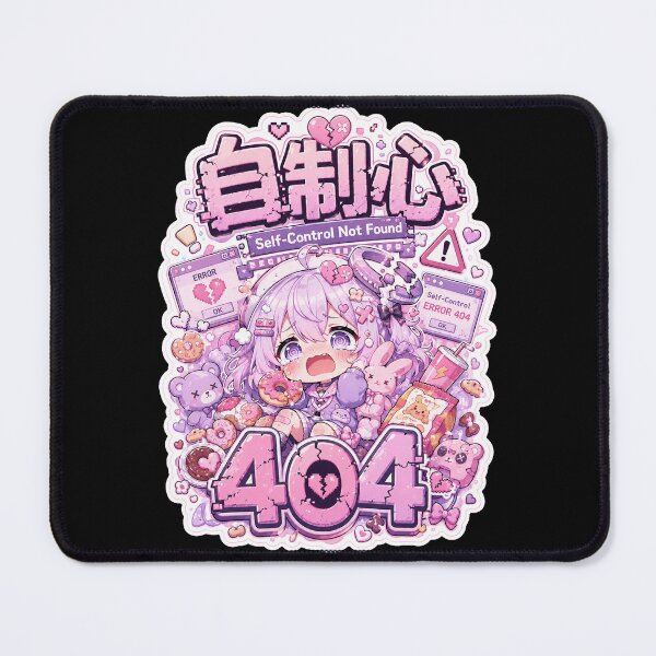 Item preview, Self-Control Error 404 Japanese Kawaii Art (自制心) - Pastel Sweet Meme Design designed and sold by Japan-kanji-ya.