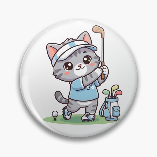 Item preview, Lindo gatito chibi jugando al golf (dibujo animado) designed and sold by  Cat Lady.