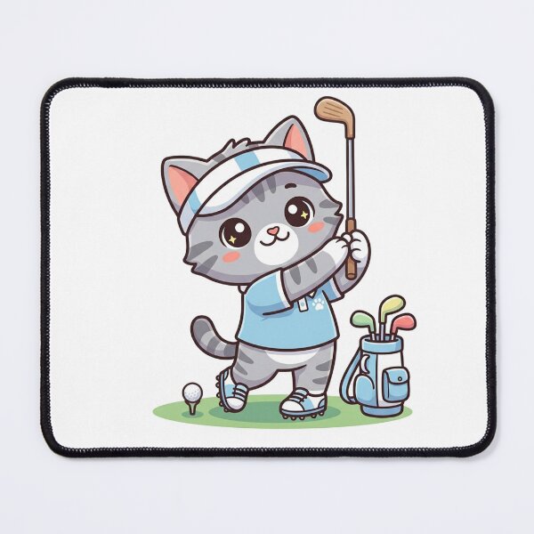 Item preview, Cute Chibi Kitten Playing Golf Cartoon designed and sold by  Cat Lady.