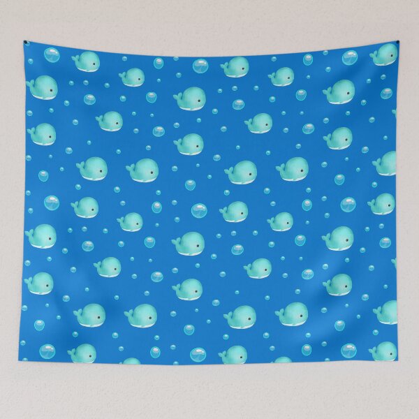 Item preview, Blue sea animal Chibi Watercolor Whale Floating Bubbles Ocean Aesthetic designed and sold by Art IN Pack.