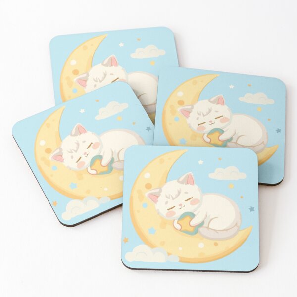 Item preview, Cute Moon Cat Kawaii Sticker | Sleeping Cat on Crescent Moon designed and sold by Stylestickers55.