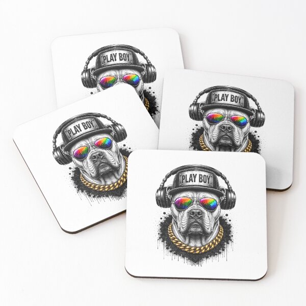 Item preview, American Bulldog Streetwear Graphic| Cool Bulldog with Headphones, Rainbow Sunglasses & Gold Chain designed and sold by BDLuck2021.