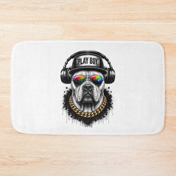Item preview, American Bulldog Streetwear Graphic| Cool Bulldog with Headphones, Rainbow Sunglasses & Gold Chain designed and sold by BDLuck2021.