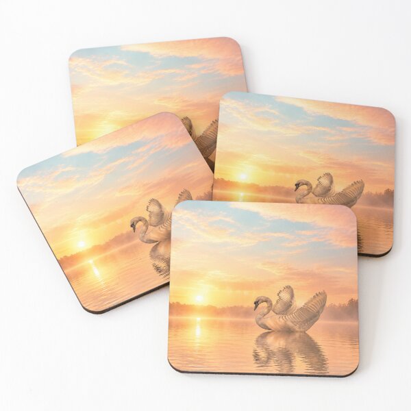 Item preview, Touched by Light – Graceful Swan at Sunrise designed and sold by Kimberly Palmer.