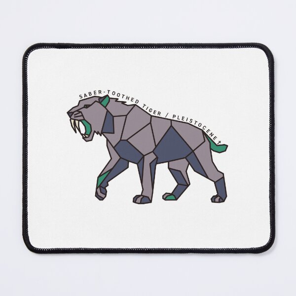 Item preview, Geometric Saber-Toothed Tiger - Emerald Green Accent designed and sold by AnimalsKnowAll.